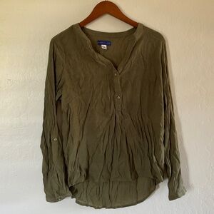 green long sleeve button up front | size: XL